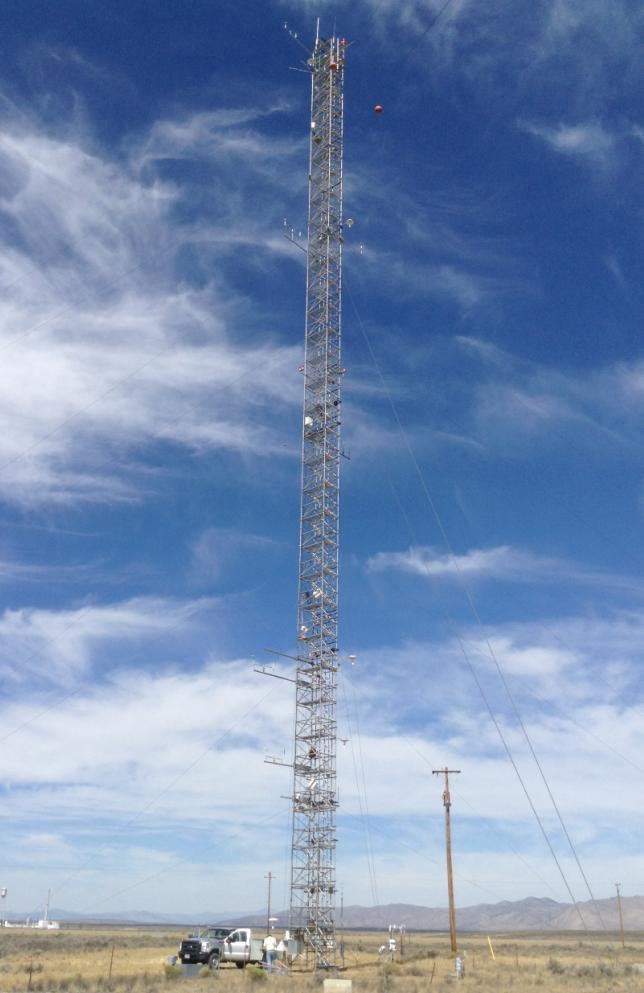 Tall metal tower with various instruments