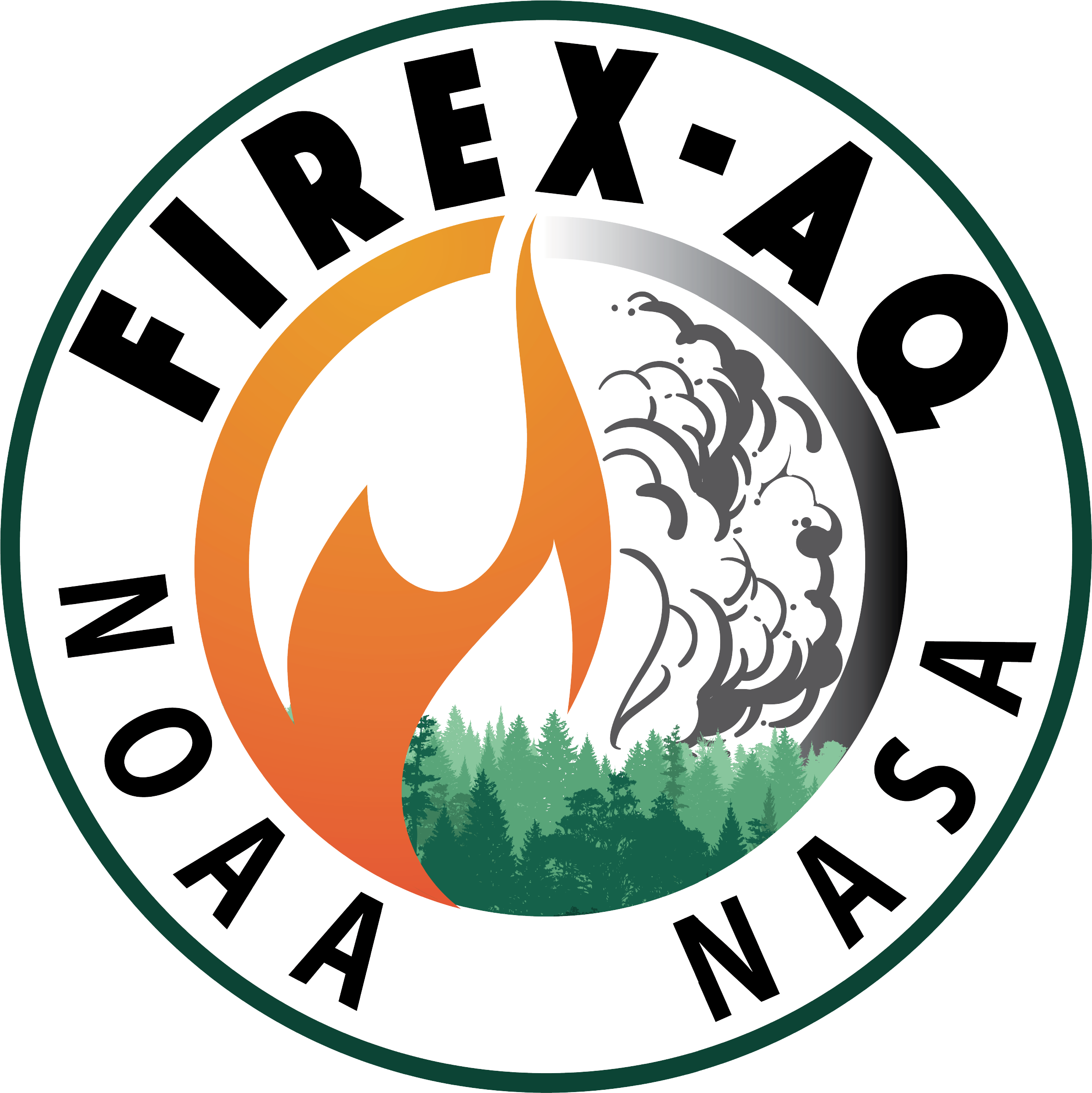 The FIREX-AQ logo is a circle with fire, smoke, and trees. NOAA and NASA are both listed.