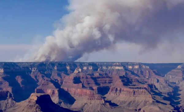 Smoke from the Dragon Bravo fire at Grand Canyon's North Rim area. Credit: M. Quinn (National Park Service)