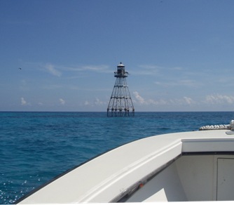 A look at the Tennessee Reef navigation light where the ET probe will be placed. Photo Credit: NOAA, June 2010