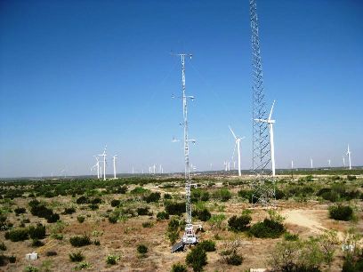 ARL's 100 ft. instrumented research tower at a wind farm near Big Spring, TX